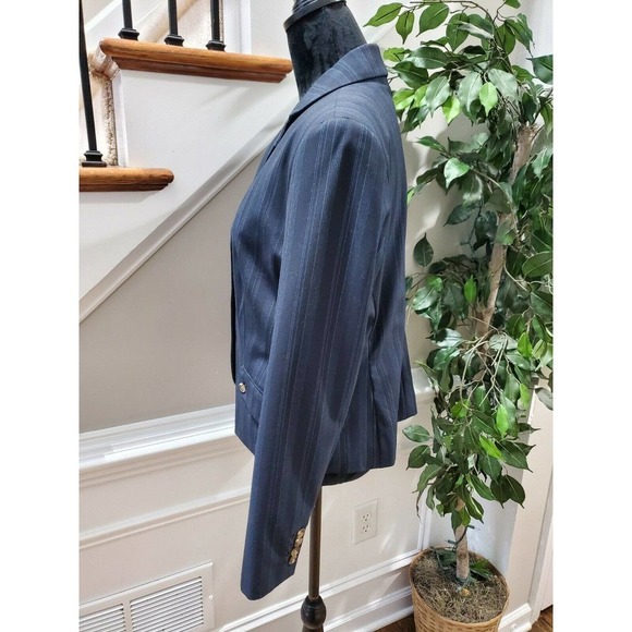 Isaac Mizhari Women Blue Lined Polyester Three Buttons Single Breasted Blazer 14 - Picture 4 of 12